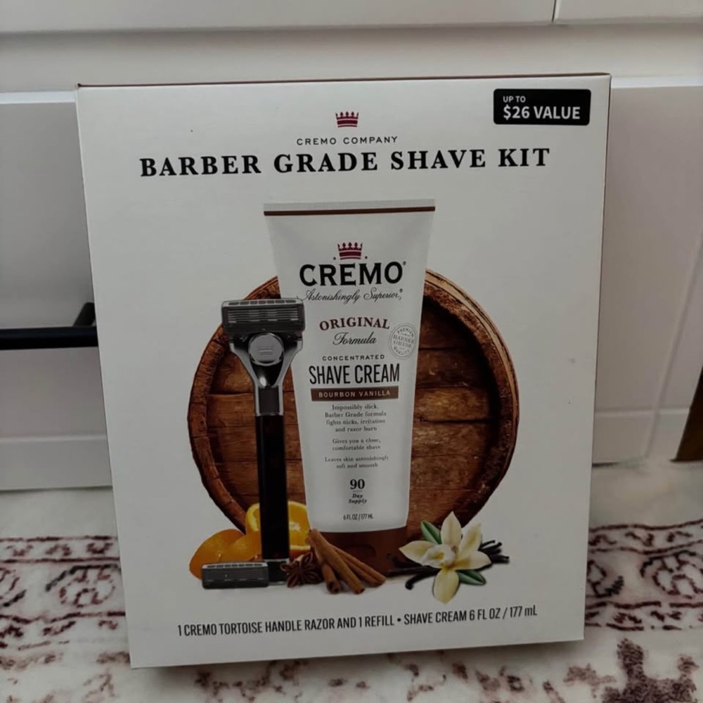 Cremo Barber Grade Shave Kit with Tortoise Handle Razor